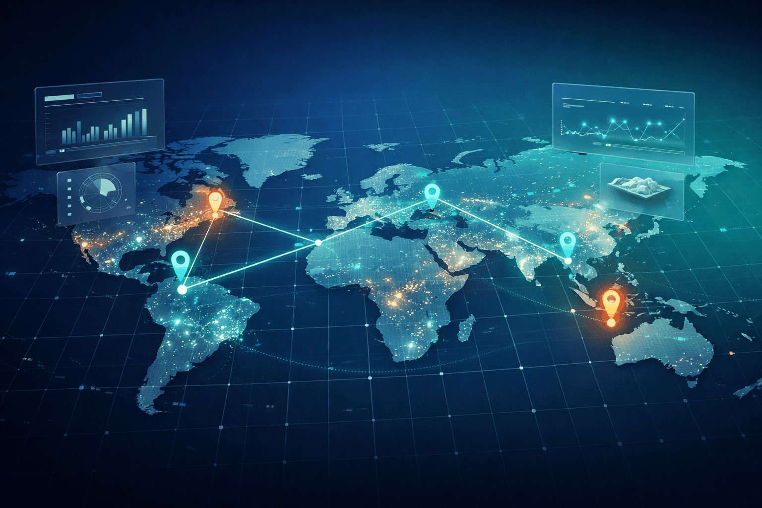 Online mapping services dashboard showing geospatial data analysis